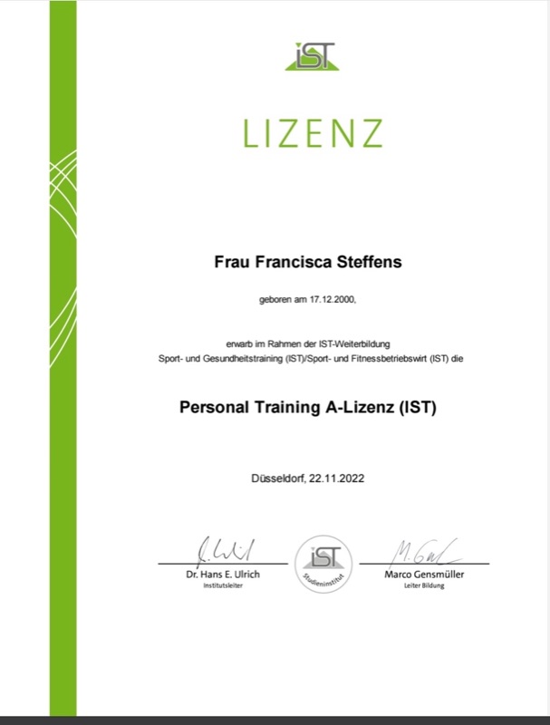 Personal Trainer A-Lizenz