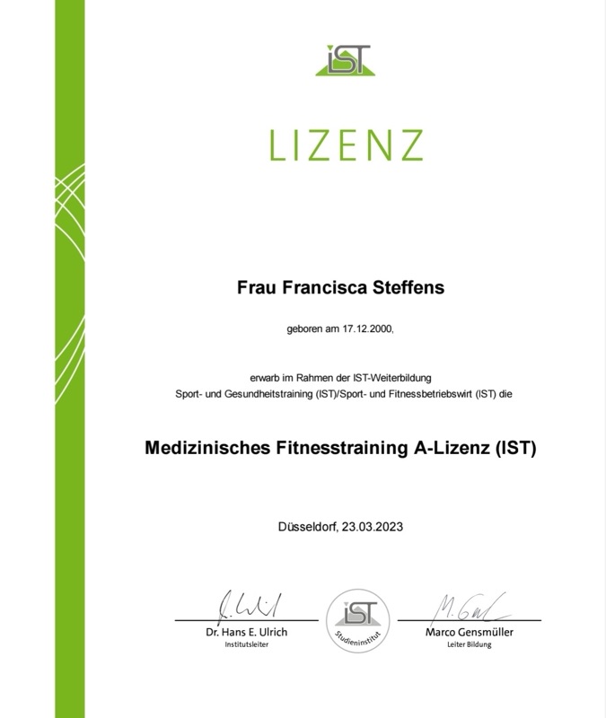 Medizinisches Fitnesstraining A-Lizenz