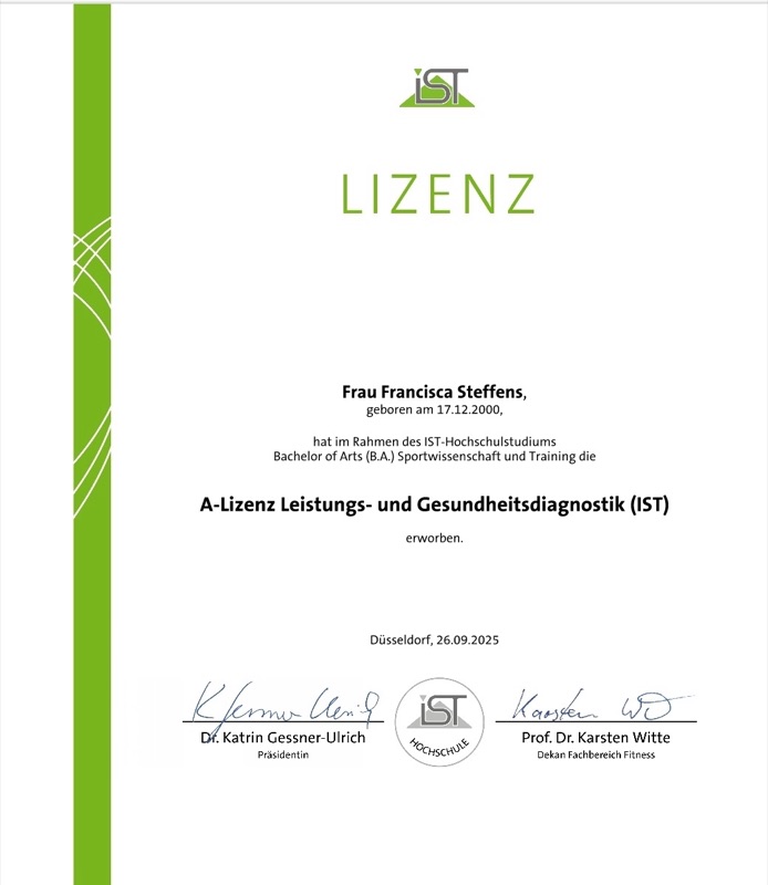 Leistungs- und Gesundheitsdiagnostik A-Lizenz