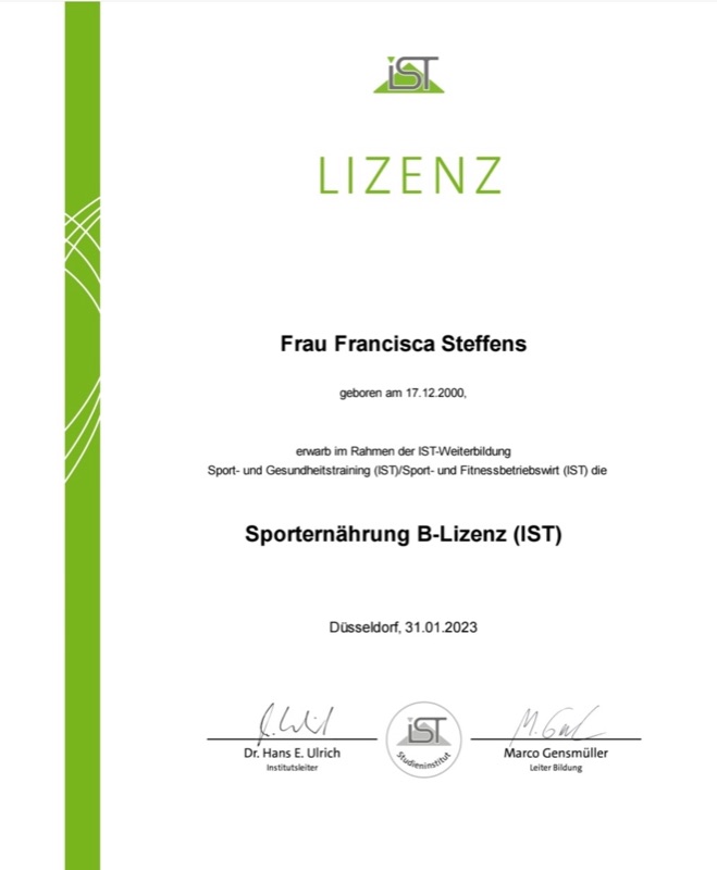Sporternährung B-Lizenz
